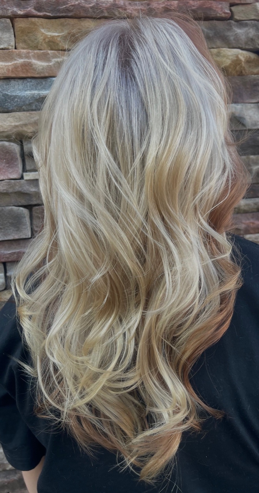 Soft dimensional blonde highlights and waves by Dusty Ozanich