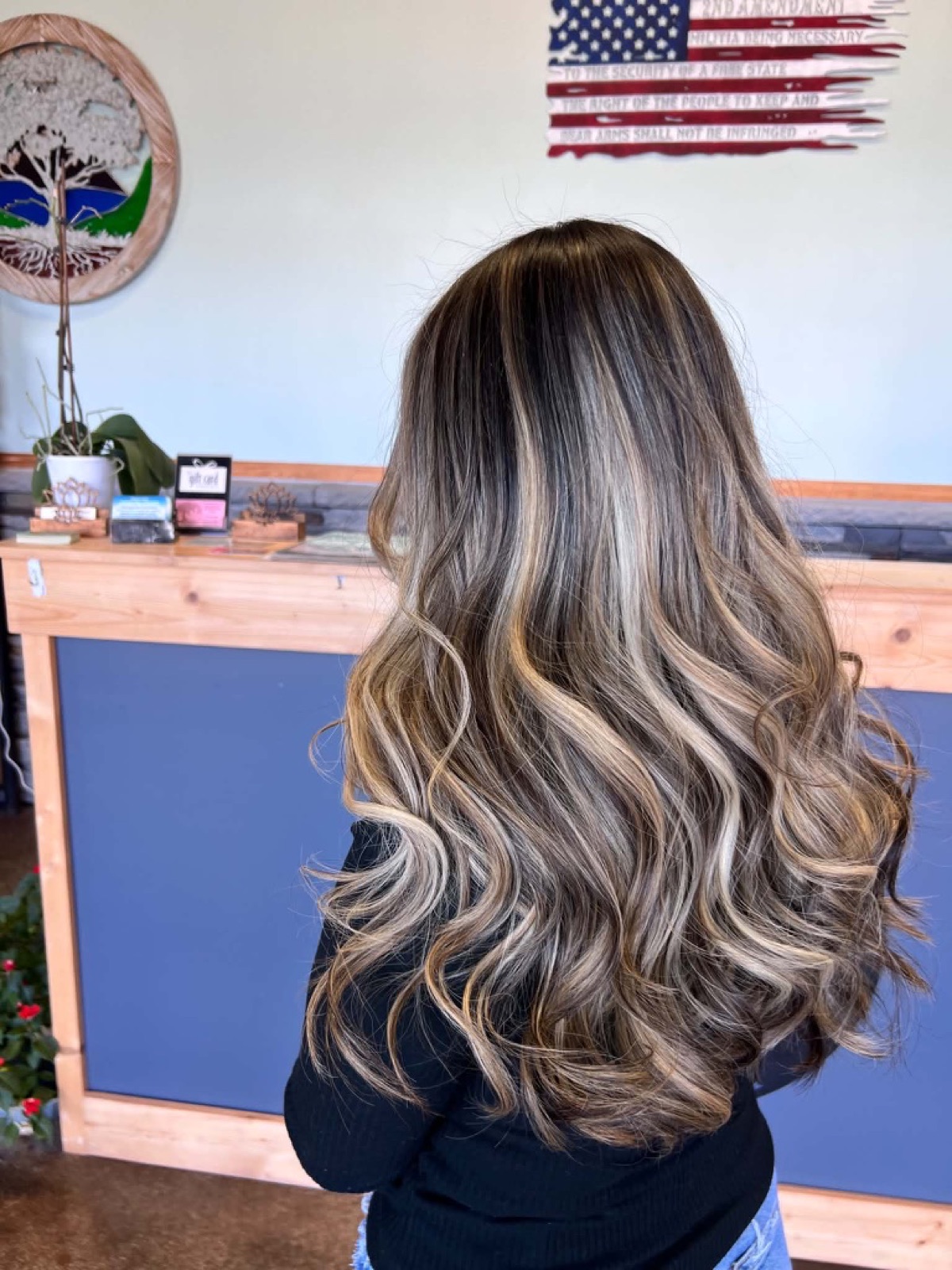 Dimensional brunette highlights and waves by Jade Ferguson