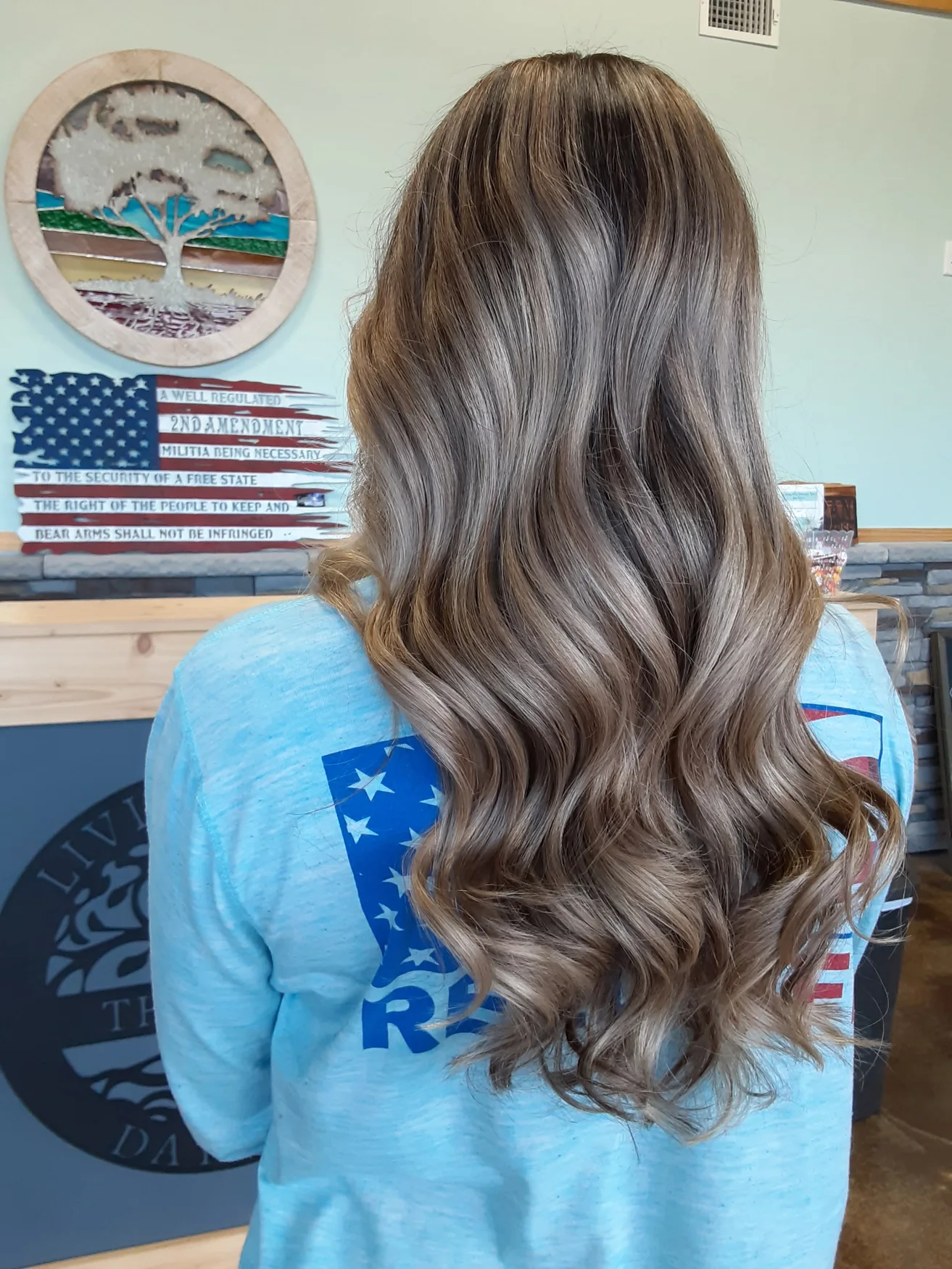 Soft dimensional brunette color and long waves by Kristen Wilhite